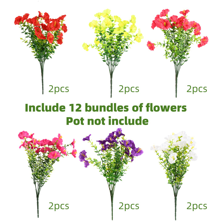 Artificial Flowers for Outdoor UV Resistant Fake Silk Morning Glory Flowers for Home Planter Porch Window Box Yard