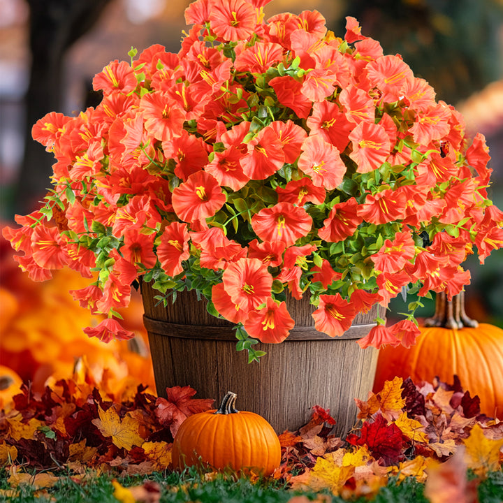 Artificial Flowers for Outdoor UV Resistant Fake Silk Morning Glory Flowers for Home Planter Porch Window Box Yard