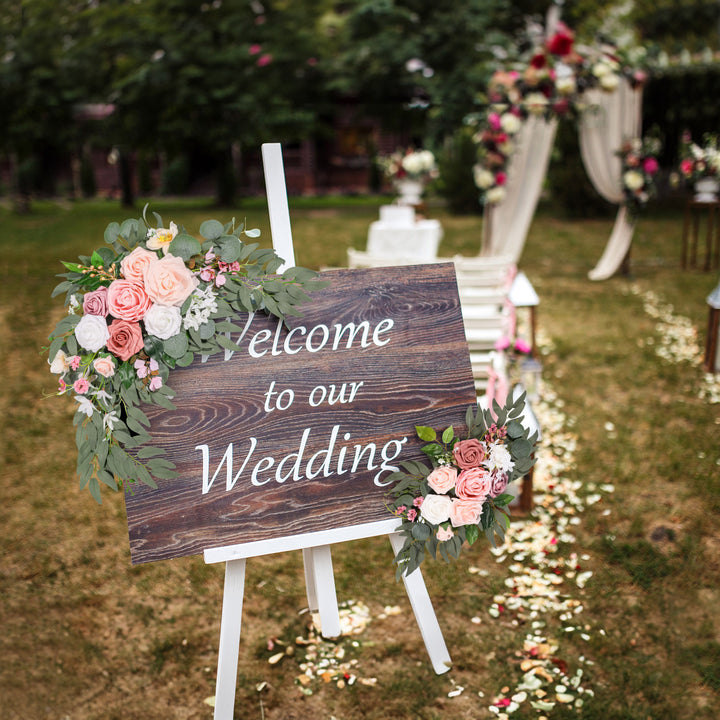 Artificial Flower Swag Set of 2 for Wedding Welcome Signs Wedding Arch Flowers for Wedding Ceremony Arbor