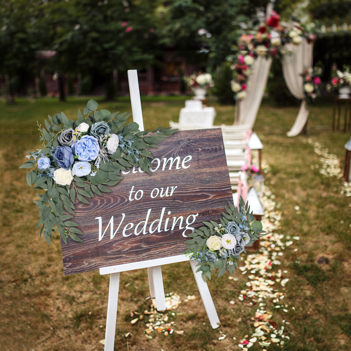 Artificial Flower Swag Set of 2 for Wedding Welcome Signs Wedding Arch Flowers for Wedding Ceremony Arbor