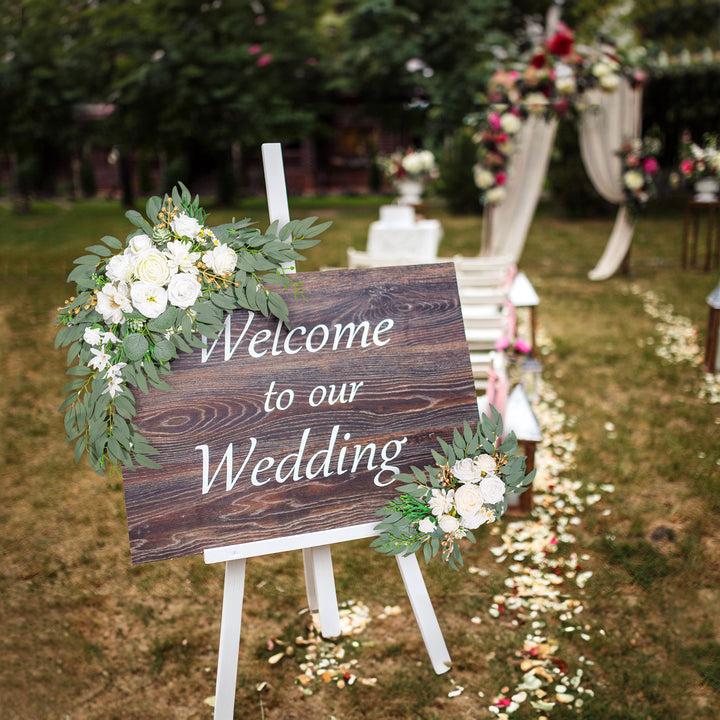Artificial Flower Swag Set of 2 for Wedding Welcome Signs Wedding Arch Flowers for Wedding Ceremony Arbor