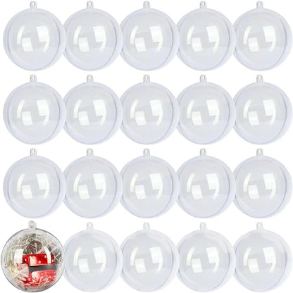 20 Pack Clear Plastic Fillable Ornament Ball  for Christmas,Holiday, Wedding,Party,Home Decor