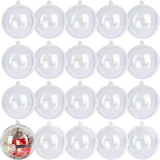 20 Pack Clear Plastic Fillable Ornament Ball  for Christmas,Holiday, Wedding,Party,Home Decor