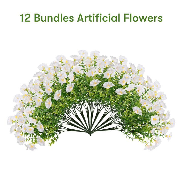 Artificial Flowers for Outdoor UV Resistant Fake Silk Morning Glory Flowers for Home Planter Porch Window Box Yard