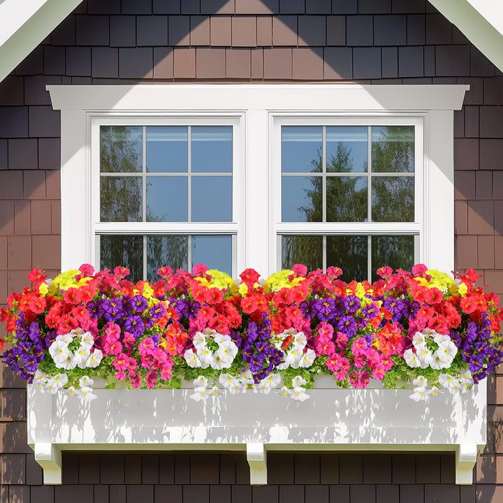 Artificial Flowers for Outdoor UV Resistant Fake Silk Morning Glory Flowers for Home Planter Porch Window Box Yard