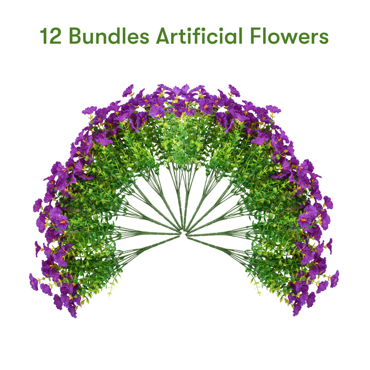 Artificial Flowers for Outdoor UV Resistant Fake Silk Morning Glory Flowers for Home Planter Porch Window Box Yard