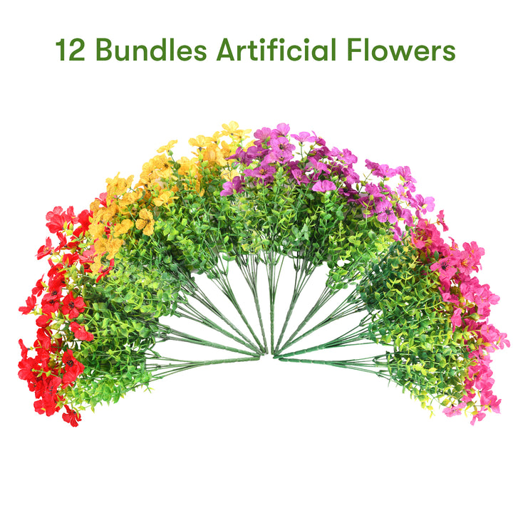 Artificial Flowers Faux Plants Flowers for Outdoor Spring Summer Decoration UV Resistant for Home Planter Porch Window Box Yard