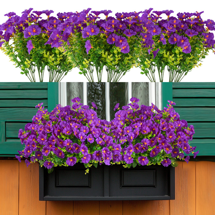 Artificial Flowers for Outdoor UV Resistant Fake Silk Morning Glory Flowers for Home Planter Porch Window Box Yard