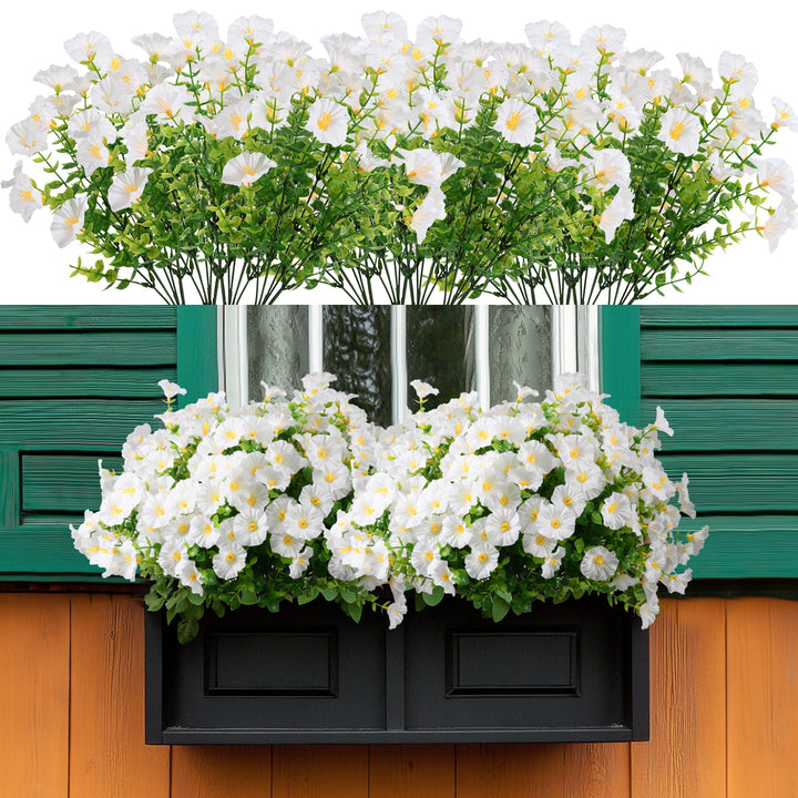 Artificial Flowers for Outdoor UV Resistant Fake Silk Morning Glory Flowers for Home Planter Porch Window Box Yard