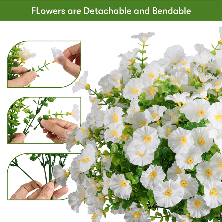 Artificial Flowers for Outdoor UV Resistant Fake Silk Morning Glory Flowers for Home Planter Porch Window Box Yard