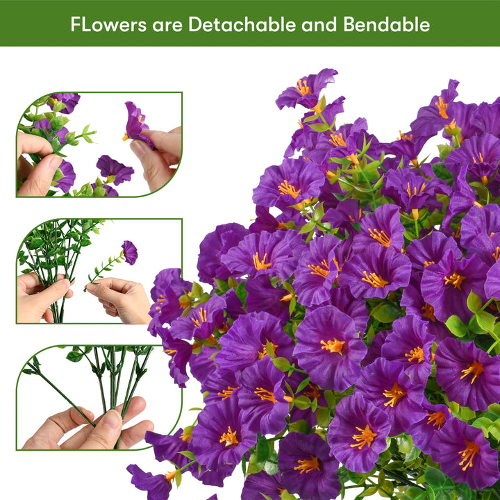 Artificial Flowers for Outdoor UV Resistant Fake Silk Morning Glory Flowers for Home Planter Porch Window Box Yard