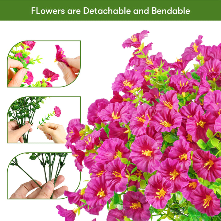 Artificial Flowers for Outdoor UV Resistant Fake Silk Morning Glory Flowers for Home Planter Porch Window Box Yard