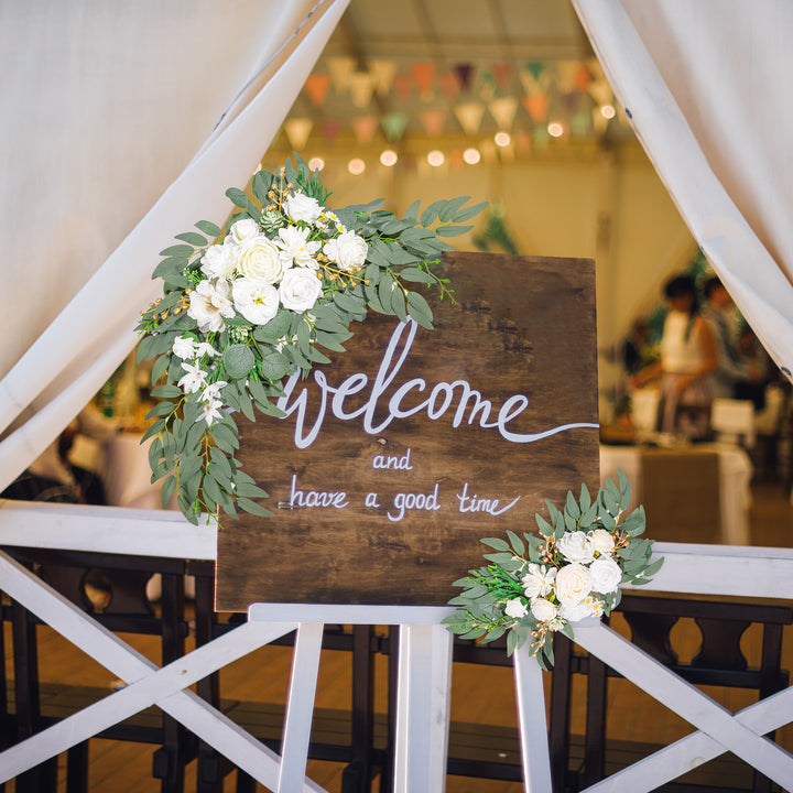 Artificial Flower Swag Set of 2 for Wedding Welcome Signs Wedding Arch Flowers for Wedding Ceremony Arbor