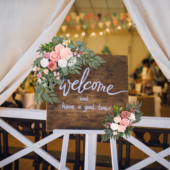 Artificial Flower Swag Set of 2 for Wedding Welcome Signs Wedding Arch Flowers for Wedding Ceremony Arbor