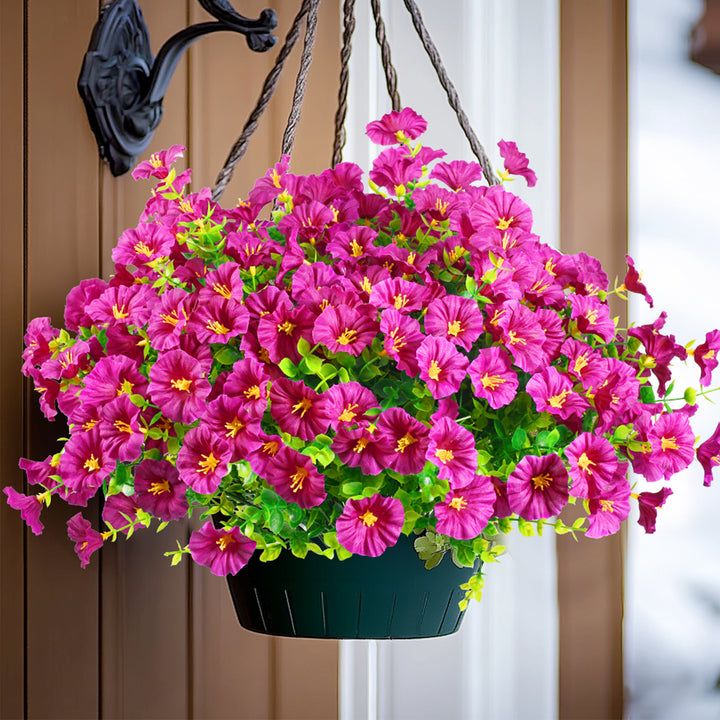 Artificial Flowers for Outdoor UV Resistant Fake Silk Morning Glory Flowers for Home Planter Porch Window Box Yard