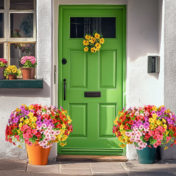 Artificial Flowers Faux Plants Flowers for Outdoor Spring Summer Decoration UV Resistant for Home Planter Porch Window Box Yard