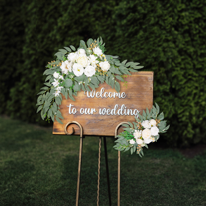 Artificial Flower Swag Set of 2 for Wedding Welcome Signs Wedding Arch Flowers for Wedding Ceremony Arbor