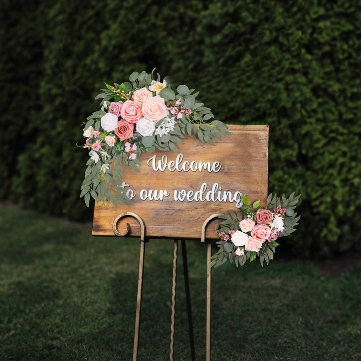 Artificial Flower Swag Set of 2 for Wedding Welcome Signs Wedding Arch Flowers for Wedding Ceremony Arbor