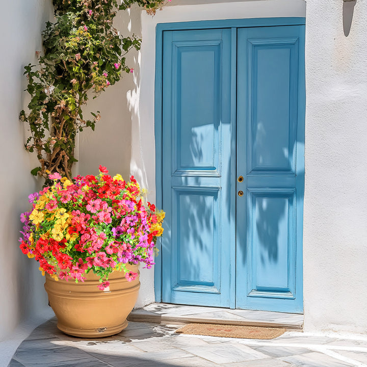 Artificial Flowers Faux Plants Flowers for Outdoor Spring Summer Decoration UV Resistant for Home Planter Porch Window Box Yard