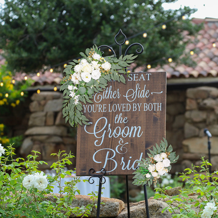 Artificial Flower Swag Set of 2 for Wedding Welcome Signs Wedding Arch Flowers for Wedding Ceremony Arbor