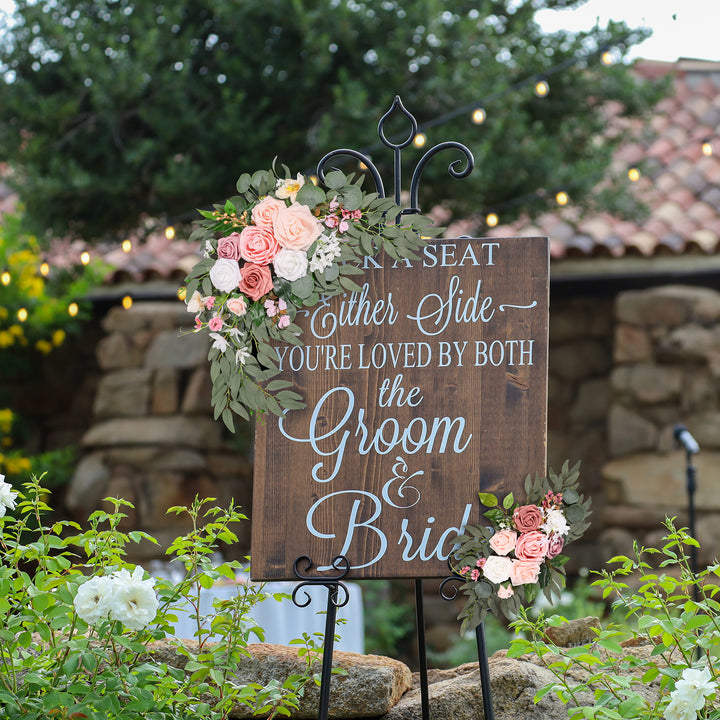 Artificial Flower Swag Set of 2 for Wedding Welcome Signs Wedding Arch Flowers for Wedding Ceremony Arbor