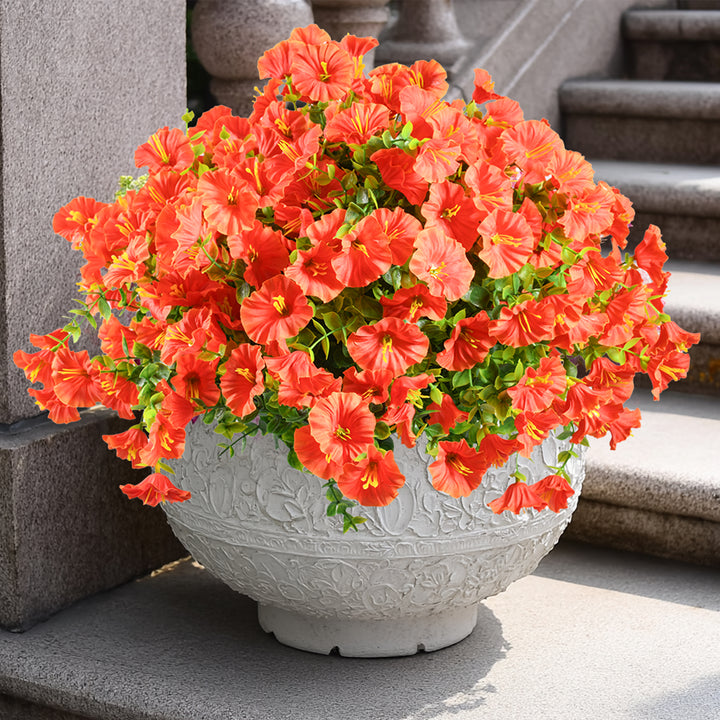 Artificial Flowers for Outdoor UV Resistant Fake Silk Morning Glory Flowers for Home Planter Porch Window Box Yard