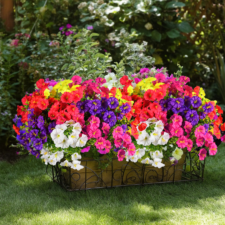 Artificial Flowers for Outdoor UV Resistant Fake Silk Morning Glory Flowers for Home Planter Porch Window Box Yard