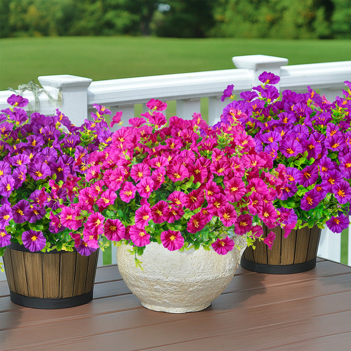 Artificial Flowers for Outdoor UV Resistant Fake Silk Morning Glory Flowers for Home Planter Porch Window Box Yard