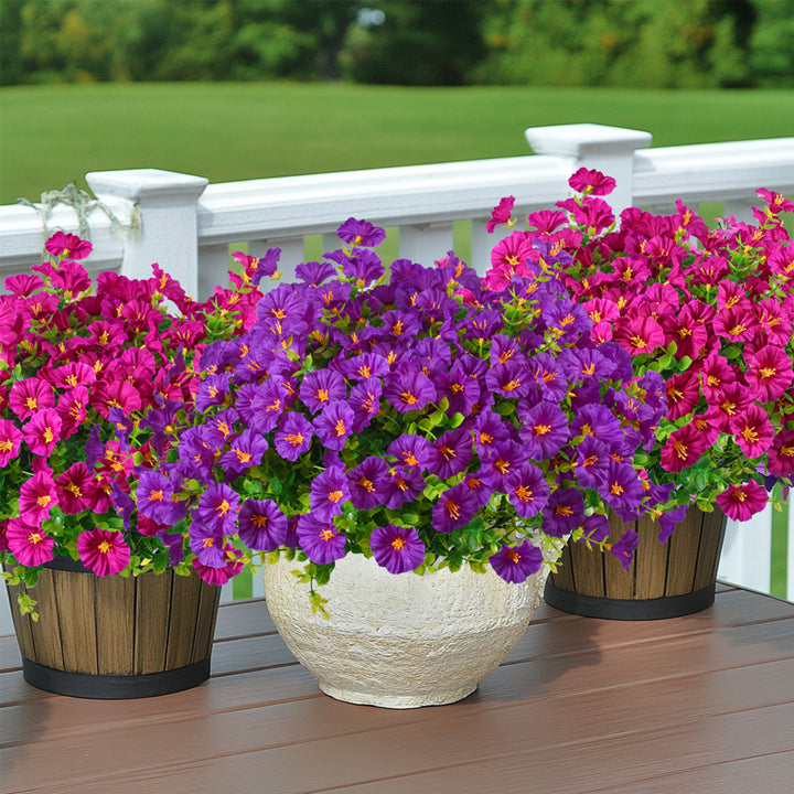 Artificial Flowers for Outdoor UV Resistant Fake Silk Morning Glory Flowers for Home Planter Porch Window Box Yard