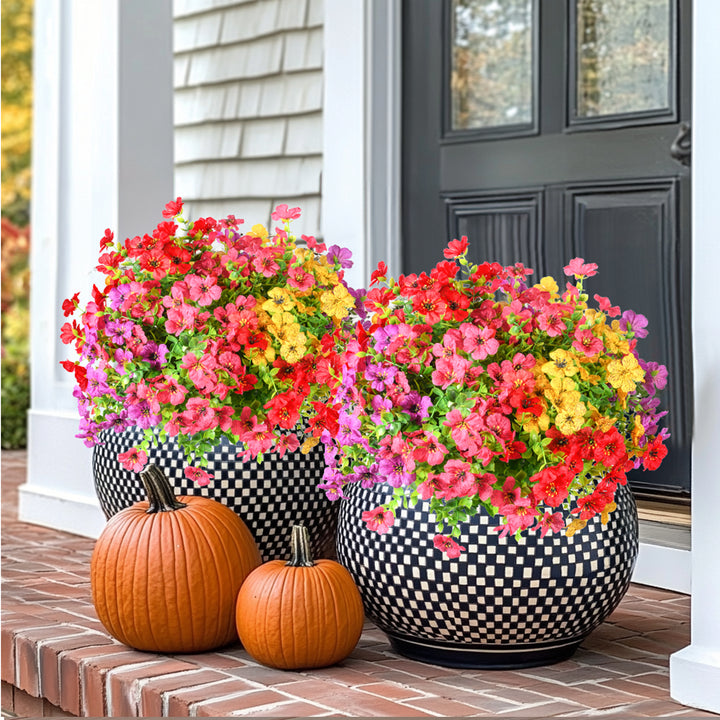 Artificial Flowers Faux Plants Flowers for Outdoor Spring Summer Decoration UV Resistant for Home Planter Porch Window Box Yard