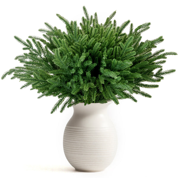 12 Pcs Christmas Norfolk Pine Branches 18 Inch Artificial Norfolk Pine Stems for DIY Crafts Garland Wreath Xmas