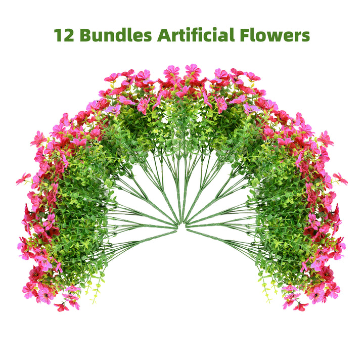 Artificial Flowers Faux Plants Flowers for Outdoor Spring Summer Decoration UV Resistant for Home Planter Porch Window Box Yard