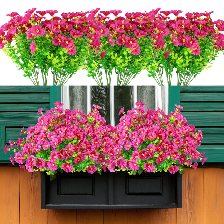 Artificial Flowers for Outdoor UV Resistant Fake Silk Morning Glory Flowers for Home Planter Porch Window Box Yard