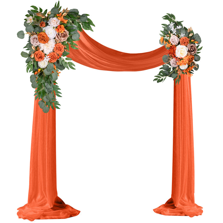Wedding Arch Flowers Kit 2pcs Artificial Floral Swag Arrangement with 1pcs Drape for Wedding Ceremony Arbor Backdrop Decoration