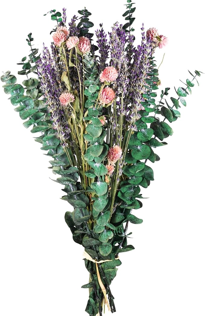 43 Pcs Dried Eucalyptus Stems & Lavender Flowers Bundle for Shower Natural Fresh Eucalyptus Leaves Hanging Eucalyptus Shower Plants for Home and Wedding Decorations