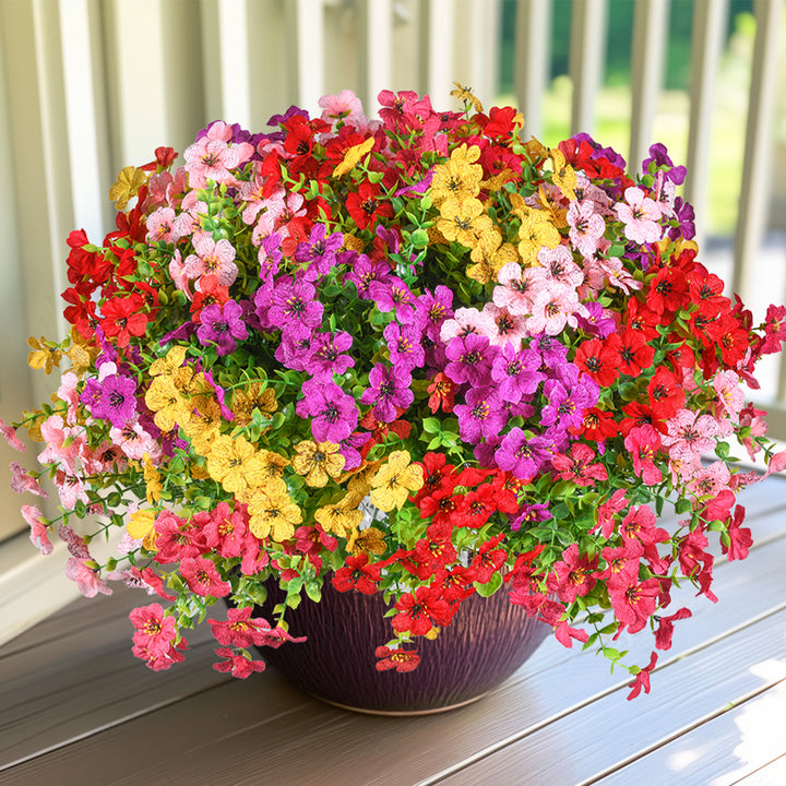 Artificial Flowers Faux Plants Flowers for Outdoor Spring Summer Decoration UV Resistant for Home Planter Porch Window Box Yard