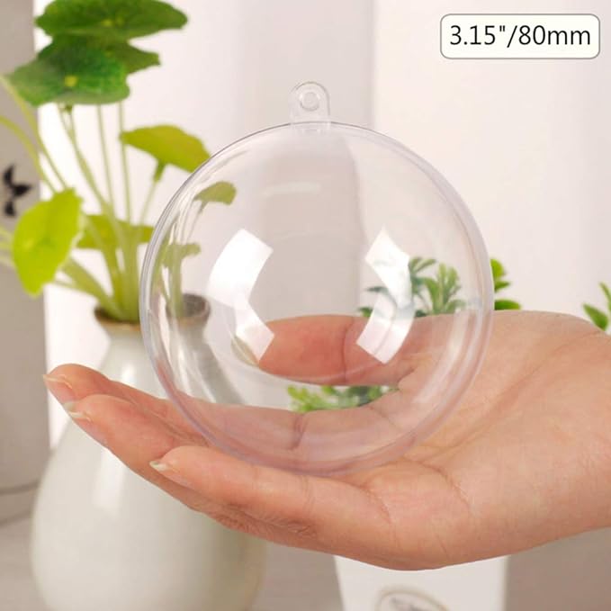 20 Pack Clear Plastic Fillable Ornament Ball  for Christmas,Holiday, Wedding,Party,Home Decor