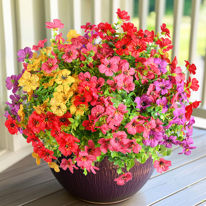 Artificial Flowers Faux Plants Flowers for Outdoor Spring Summer Decoration UV Resistant for Home Planter Porch Window Box Yard