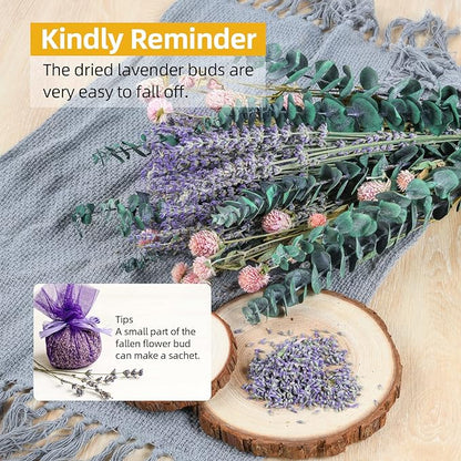 43 Pcs Dried Eucalyptus Stems & Lavender Flowers Bundle for Shower Natural Fresh Eucalyptus Leaves Hanging Eucalyptus Shower Plants for Home and Wedding Decorations