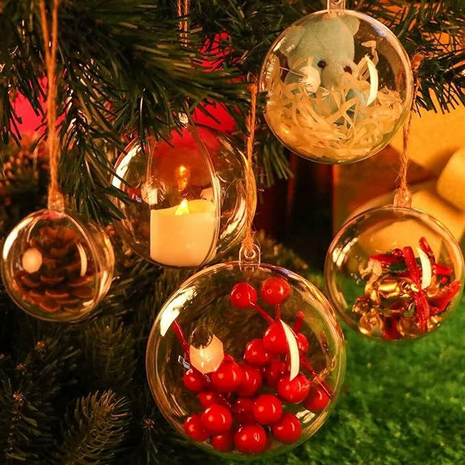 20 Pack Clear Plastic Fillable Ornament Ball  for Christmas,Holiday, Wedding,Party,Home Decor