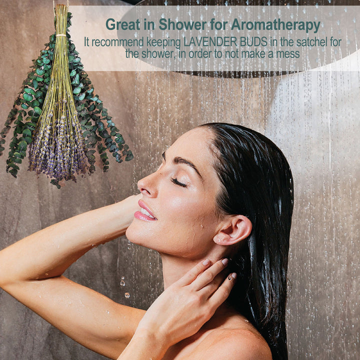 Dried Eucalyptus Stems & Lavender Flowers Bundle for Shower - Natural Fresh Eucalyptus Leaves Hanging Plants