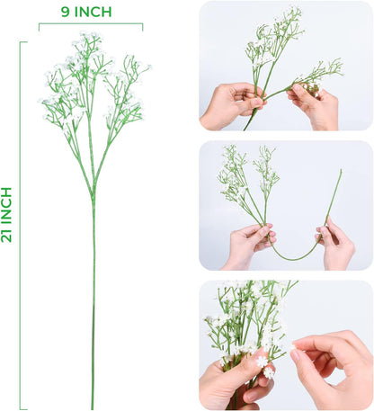 Babys Breath Artificial Flowers,12 Pcs Gypsophila Real Touch Flowers for Wedding Party Home Garden Decoration