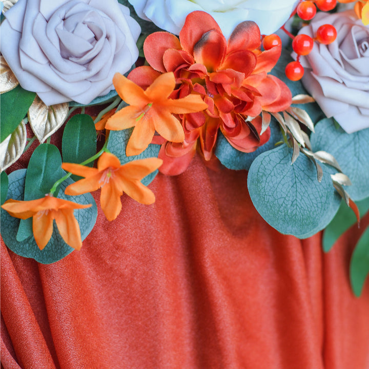 Wedding Arch Flowers Kit 2pcs Artificial Floral Swag Arrangement with 1pcs Drape for Wedding Ceremony Arbor Backdrop Decoration