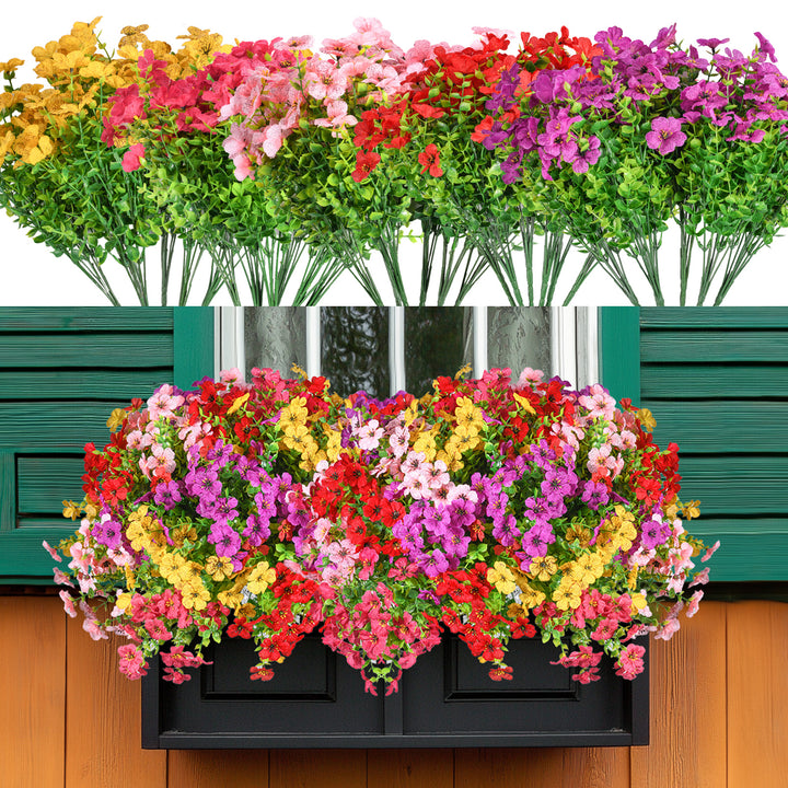 Artificial Flowers Faux Plants Flowers for Outdoor Spring Summer Decoration UV Resistant for Home Planter Porch Window Box Yard